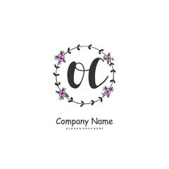 O C OC Initial handwriting and signature logo design with circle. Beautiful design handwritten logo for fashion, team, wedding, luxury logo.