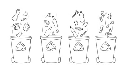 Containers for garbage of different types.