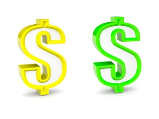 3d dollar symbol on white background
