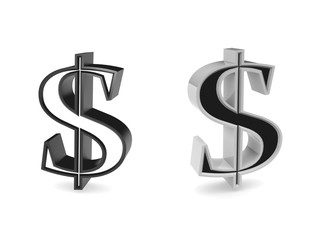 3d dollar symbol on white background