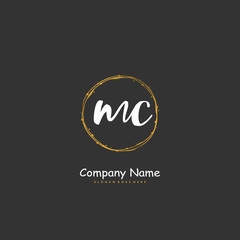 M C MC Initial handwriting and signature logo design with circle. Beautiful design handwritten logo for fashion, team, wedding, luxury logo.
