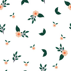 seamless floral pattern with hand drawn doodle flowers. Perfect for apparel,fabric, textile, nursery decoration,wrapping paper.