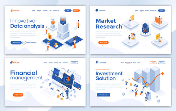 Flat Modern design of wesite template - Business set