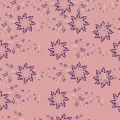 Graphic flower line art and little purple flower -vector