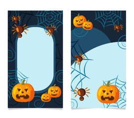 Set of halloween vector backgrounds for social media, stories, banner with halloween elements with space for text.