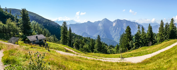 Panoramic view at Rauchsberg panoramic trail near Ruhpolding - Germany