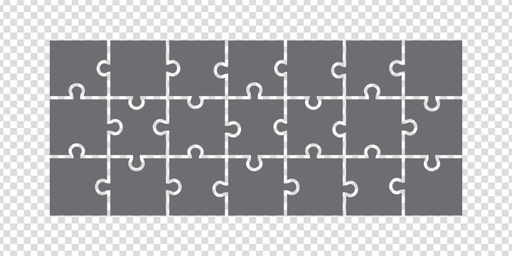 Simple icon puzzles in gray. Simple icon puzzle of the twenty one elements on transparent background or your web site design, app, UI. EPS10.