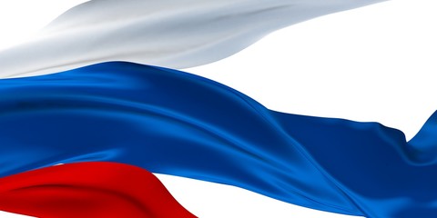 3d illustration of Russian tricolor Flag Ribbons Waving - Isolated