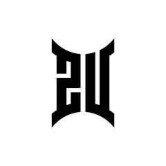 ZU monogram logo with curved side
