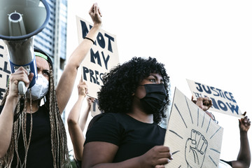 Activist movement protesting against racism and fighting for equality - Demonstrators from...