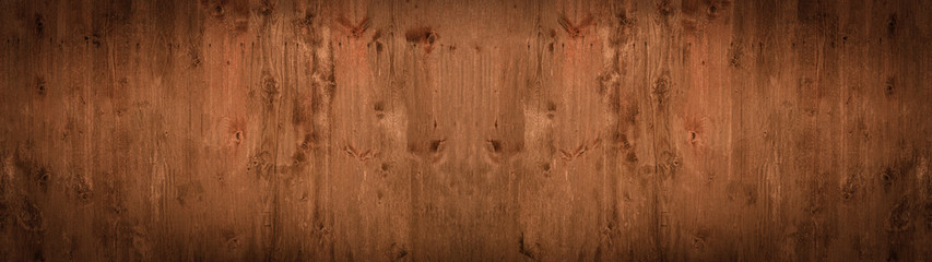 Obraz premium old brown rustic dark wooden texture - wood background panorama long banner 