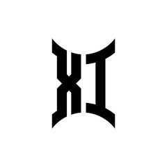 XI monogram logo with curved side