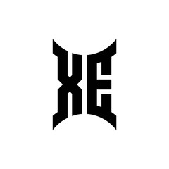 XE monogram logo with curved side