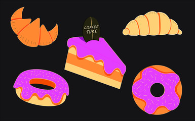 This is a sweets on a dark background, coffee time, coffee, coffee house.