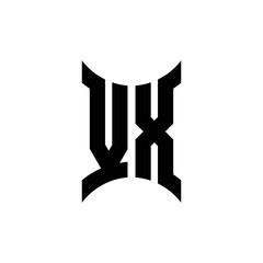 VX monogram logo with curved side