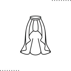 asymmetrical skirt model vector icon in outlines
