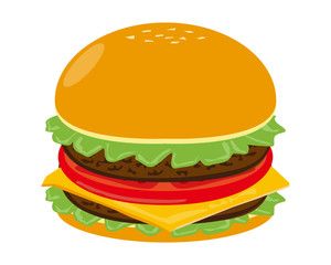 チーズとビーフのハンバーガーのベクターイラスト