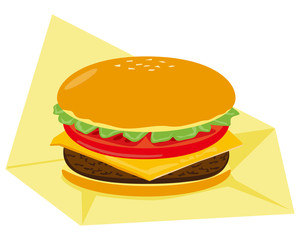 チーズとビーフのハンバーガーのベクターイラスト