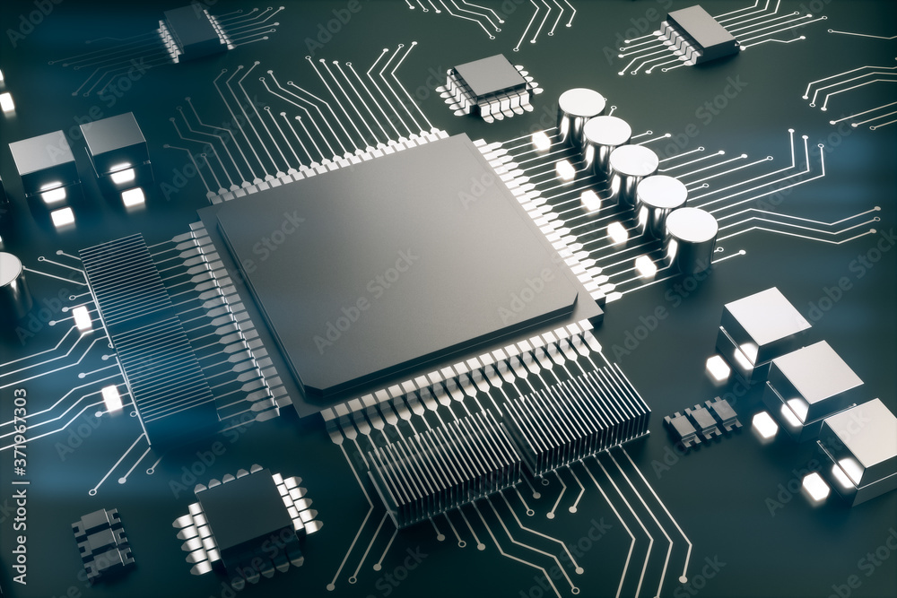 Poster black computer microchip