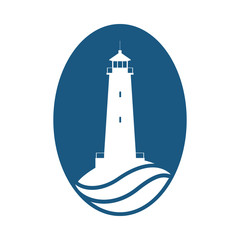 Lighthouse symbol. Logo design. Sign lighthouse isolated on white background. Vector illustration.