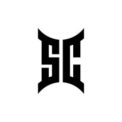 SC monogram logo with curved side