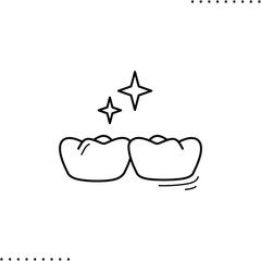 dental hygiene, teeth cleaning and whitening vector icon in outlines