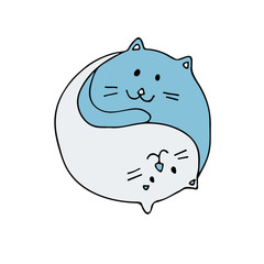 Vector cartoon illustration of an infinity  cat