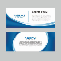Set of Abstract Blurry Blue Stylish Banner Design Template Vector, Professional Modern Graphic Banner Element with Smooth Blue Curvy Background