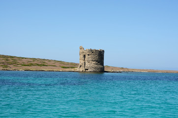coastal tower at stintino, sardinia, italy