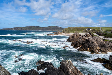 Fototapeta na wymiar The beautiful coast next to Carrickabraghy Castle - Isle of Doagh, Inishowen, County Donegal - Ireland