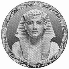 Mask, sculpture, Pharaoh Hatshepsut Maatkare, the fifth pharaoh of the 18th dynasty in ancient...