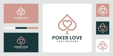 Fototapeta na wymiar Poker Love Logo. elegant logo design. Vector premium
