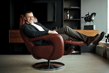 relaxing in office