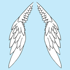 Set wings. Vector illustration wings. Hand drawn angel wings set.