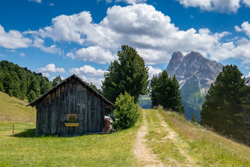 Fototapeta na wymiar Baita nelle Dolomiti