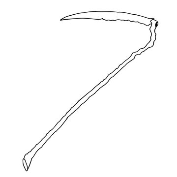 recommend clip art: Scythe icon. Vector illustration of a scythe for mowing. Hand drawn scythe.