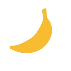 Hand drawn fruit. Colored banana. Simple and funny vector illustration for your design. Yellow fruit isolated on white background in trendy organic style.