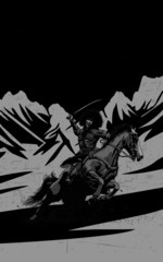 horseman and mountains