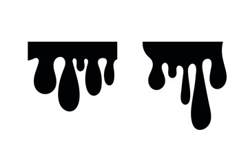 Black paint or ink drips. blots for graphic design
