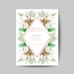 Elegant Merry Christmas and New Year 2020 Card with Pine Wreath, Mistletoe, Winter plants design