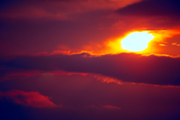 Sunset with red sky . Spectacular Dawn 