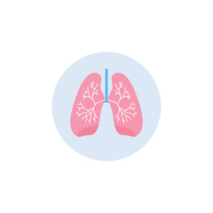 Respiratory system lungs icon in circle flat vector illustration isolated.