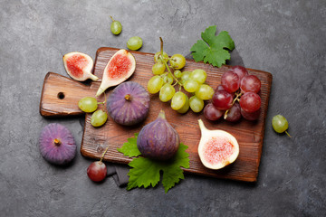 Ripe sweet figs and grapes