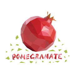 Low poly pomegranate on white background. Poligonal vector illustration.