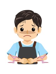 エプロンを着た若い男性