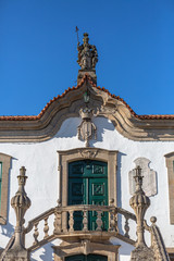 Fototapeta na wymiar View of the pediment detail on exterior facade at the Council building, Camara Municipal