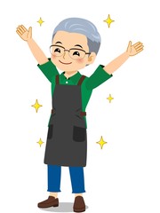 エプロンを着た年配の男性