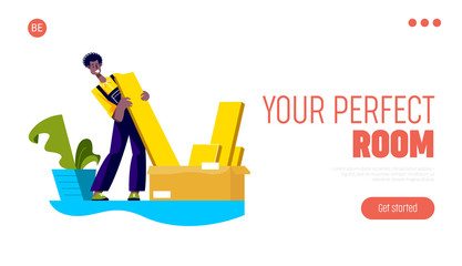 Landing page for furniture service: delivery, installing, unpacking, uploading and assembly