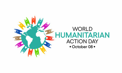 Vector illustration on the theme of World Humanitarian action day observed each year on October 08 worldwide.