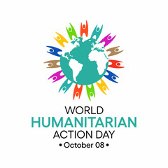 Vector illustration on the theme of World Humanitarian action day observed each year on October 08 worldwide.